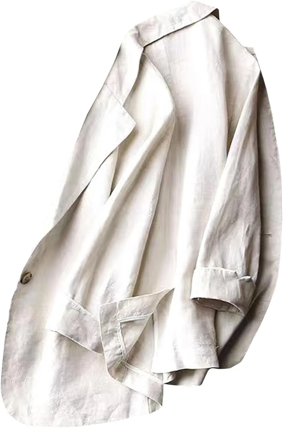 SOMTHRON Women's Casual Linen Blazer 3/4 Sleeve One Button Lapel Lightweight Work Office Dressy Suit Jacket