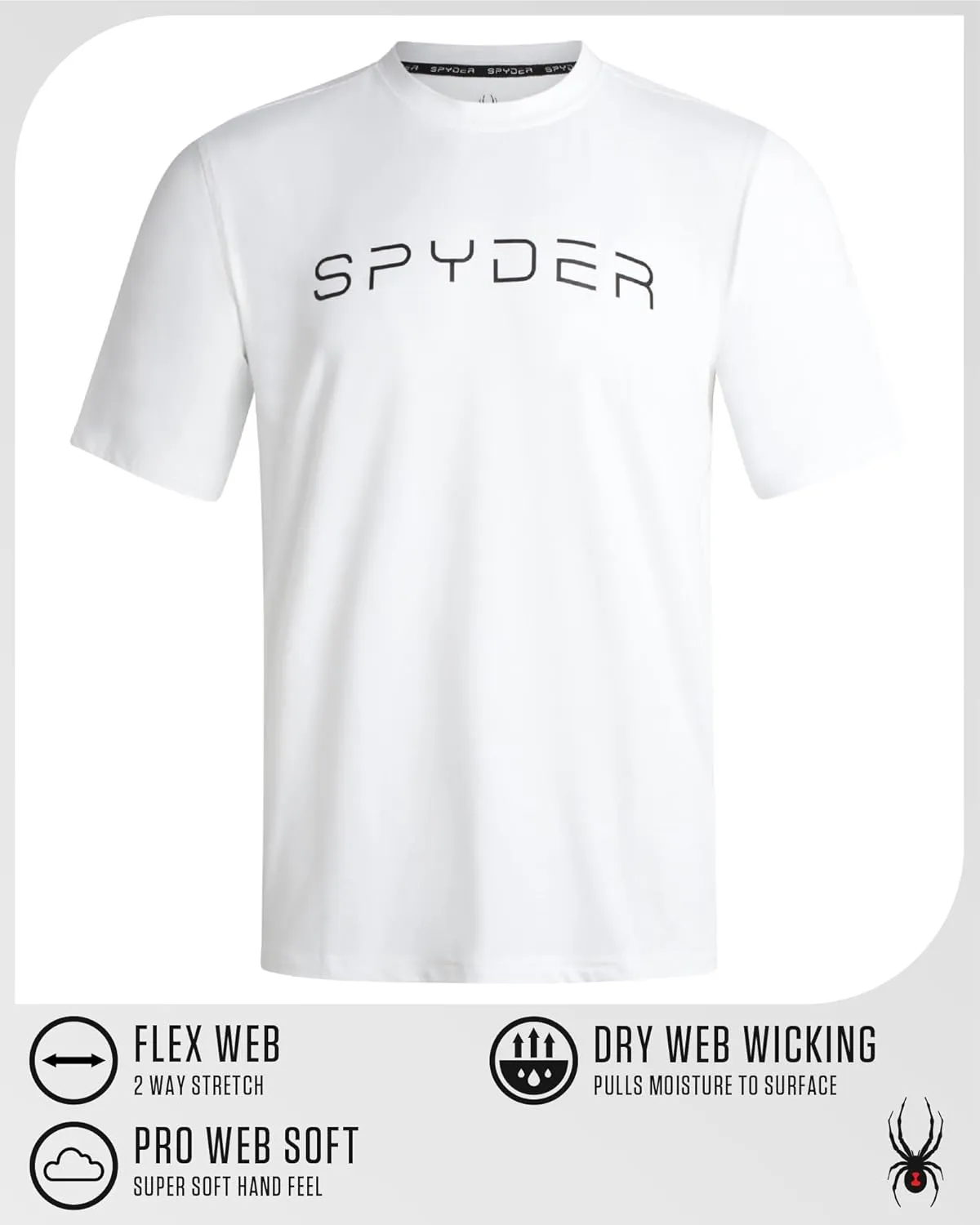 Spyder Mens Jersey Shirt - Moisture Wicking Quick Dry Short Sleeve Crewneck Athletic Tops Gym Workout Shirts for Men (S-XL)