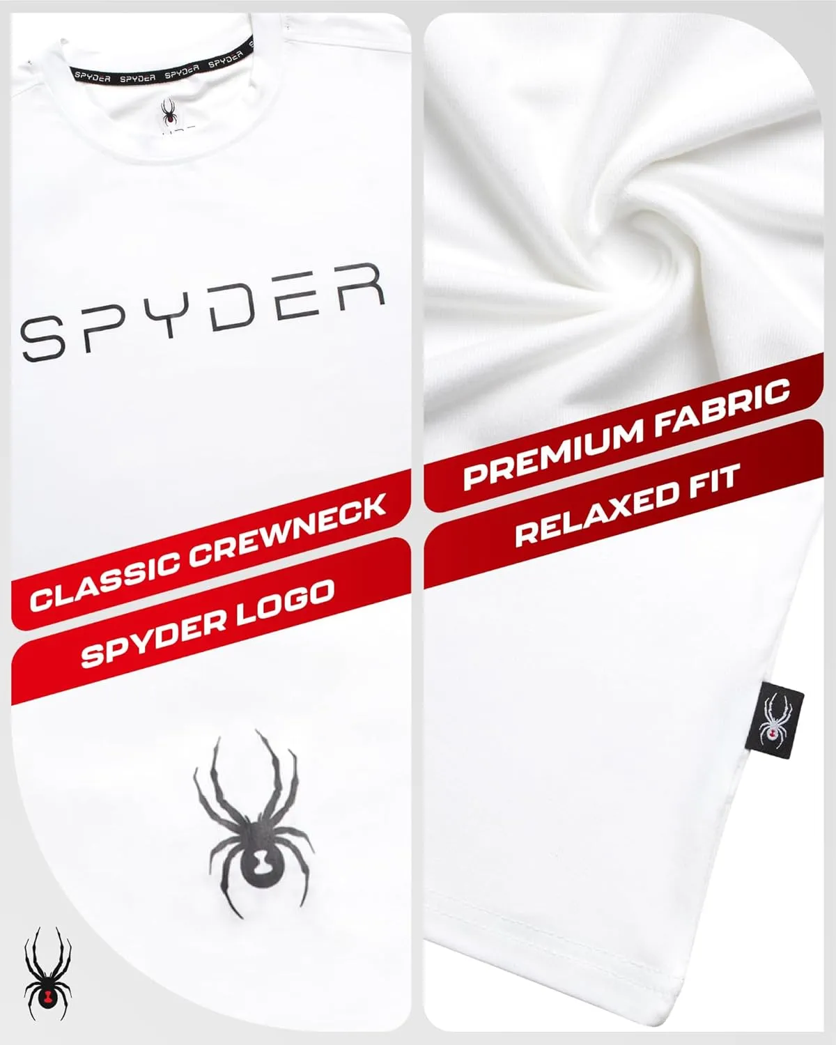 Spyder Mens Jersey Shirt - Moisture Wicking Quick Dry Short Sleeve Crewneck Athletic Tops Gym Workout Shirts for Men (S-XL)