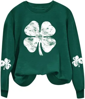 St. Patricks Day Shirts For Women Long Sleeve Crewneck Irish Sweatshirts Oversized Saint Patty's Pullover Tops