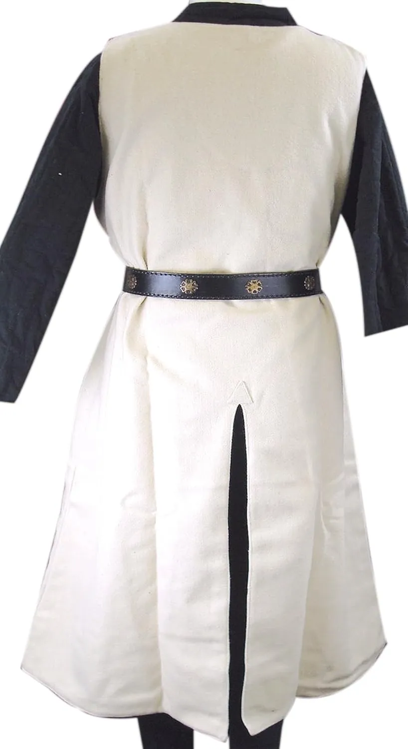 SUNLEXA Handmade Medieval Knight Tunic Hooded Cap Cloak Halloween Costume Templar Surcoat Cosplay Costumes Renaissance(S-6XL)