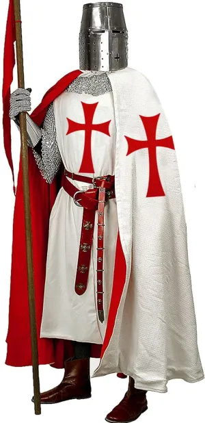 SUNLEXA Handmade Medieval Knight Tunic Hooded Cap Cloak Halloween Costume Templar Surcoat Cosplay Costumes Renaissance(S-6XL)
