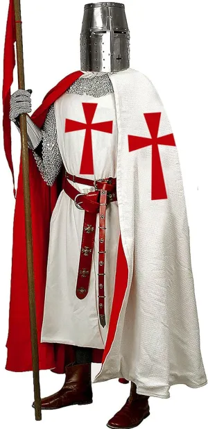 SUNLEXA Handmade Medieval Knight Tunic Hooded Cap Cloak Halloween Costume Templar Surcoat Cosplay Costumes Renaissance(S-6XL)