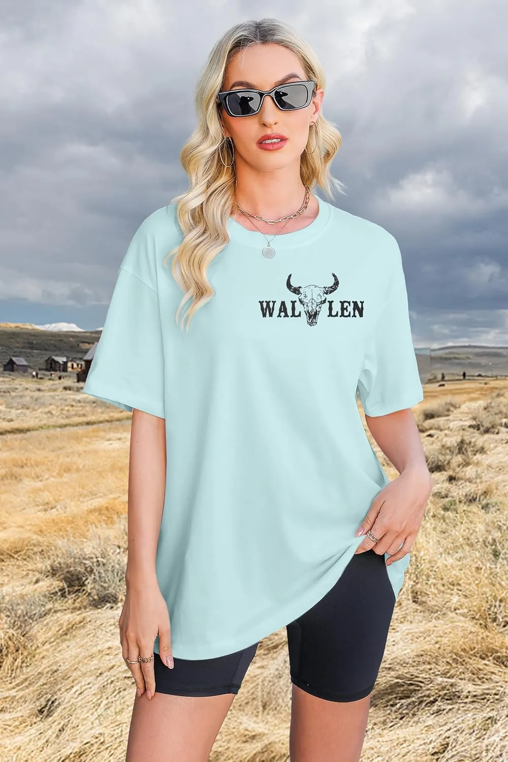 SUPEYA Cowgirl T Shirts Women Im The Problem Shirt Western Retro Cow Skull Graphic Tee Top Country Music Short Sleeve Tops