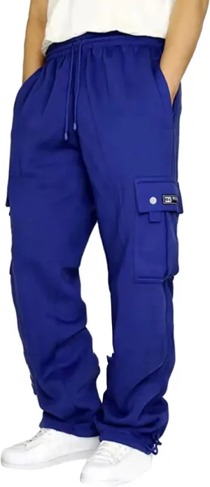 Sweatpants for Men Tapered Cargo Retro Sports Elastic Waist Solid Split Utility Regular Fit Pants
