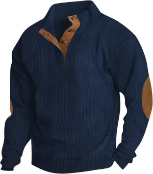 Sweatshirts For Men Winter Clothes Corduroy Vintage Trendy Casual Stand Collar Button Long Sleeve Sweaters