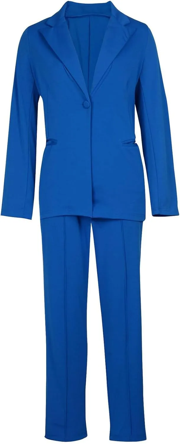 Tcremisa Women's 2 Piece Pants Suit Long Sleeve Button Blazer and Pencil Pant Set Casual Office Business Outfits