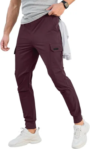 Tech Pants Men Cargo Jogger Pants Slim Fit Tactical Pant Active Athletic Workout Sweatpants Stretch Golf Pant Trousers