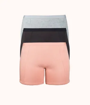The All-Day Boy Short Bundle: Heather Gray/Jet Black/Shell Pink