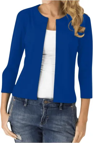 TIMIFIS 3/4 Sleeve Blazer for Women Lightweight Suit Jackets Casual Work Office Coat Dressy Open Front Cardigan Outerwear