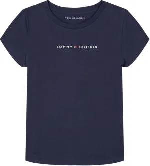 Tommy Hilfiger Girl's Short Sleeve T-shirt With Flag Logo, Cotton Blend Tee With Tagless Interior