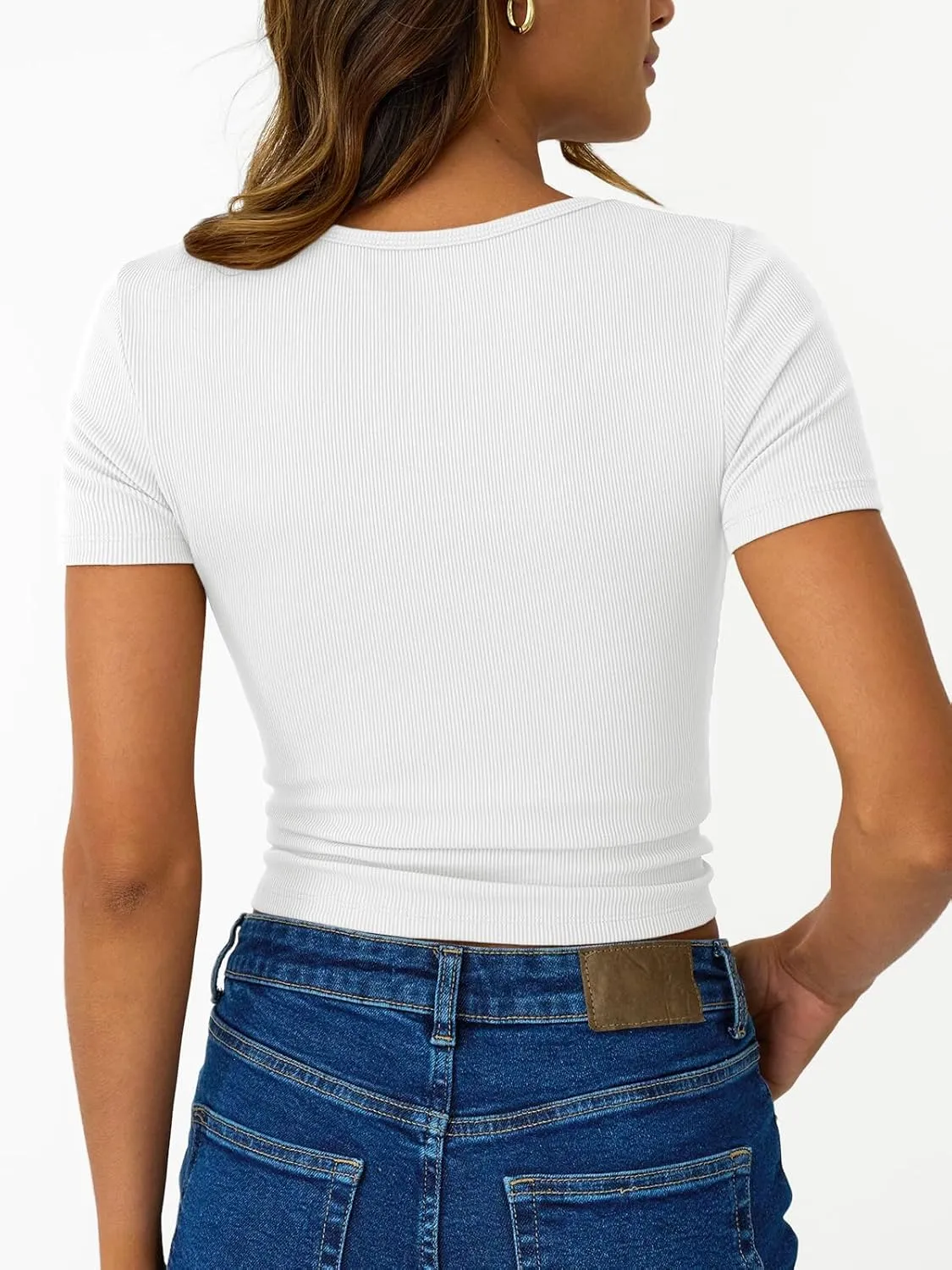 Trendy Queen Womens Short Sleeve Summer Tops Ribbed Henley T Shirts Basic Tee Cute Casual Spring Fashion Clothes 2025