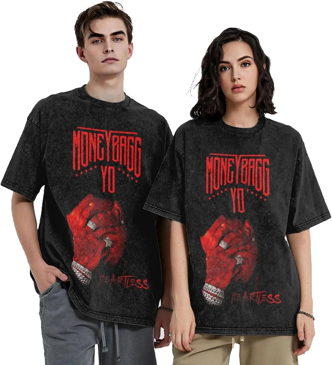Tshirt Men Vintage Music Graphic Oversize Washed Streetwear Tee Tops