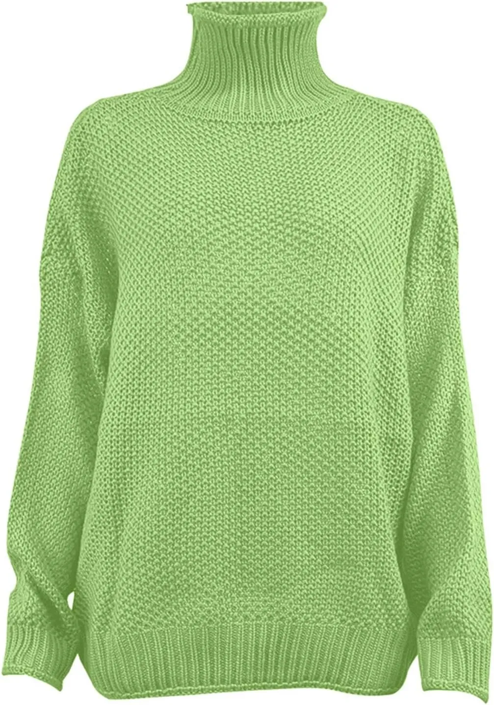Turtleneck Sweater Women Oversized Knit Sweater Chunky Pullover Sweater Vintage Jumper Tops Winter Casual Tunic 2024