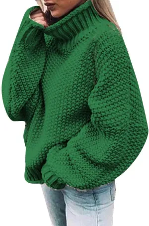 Turtleneck Sweater Women Oversized Knit Sweater Chunky Pullover Sweater Vintage Jumper Tops Winter Casual Tunic 2024
