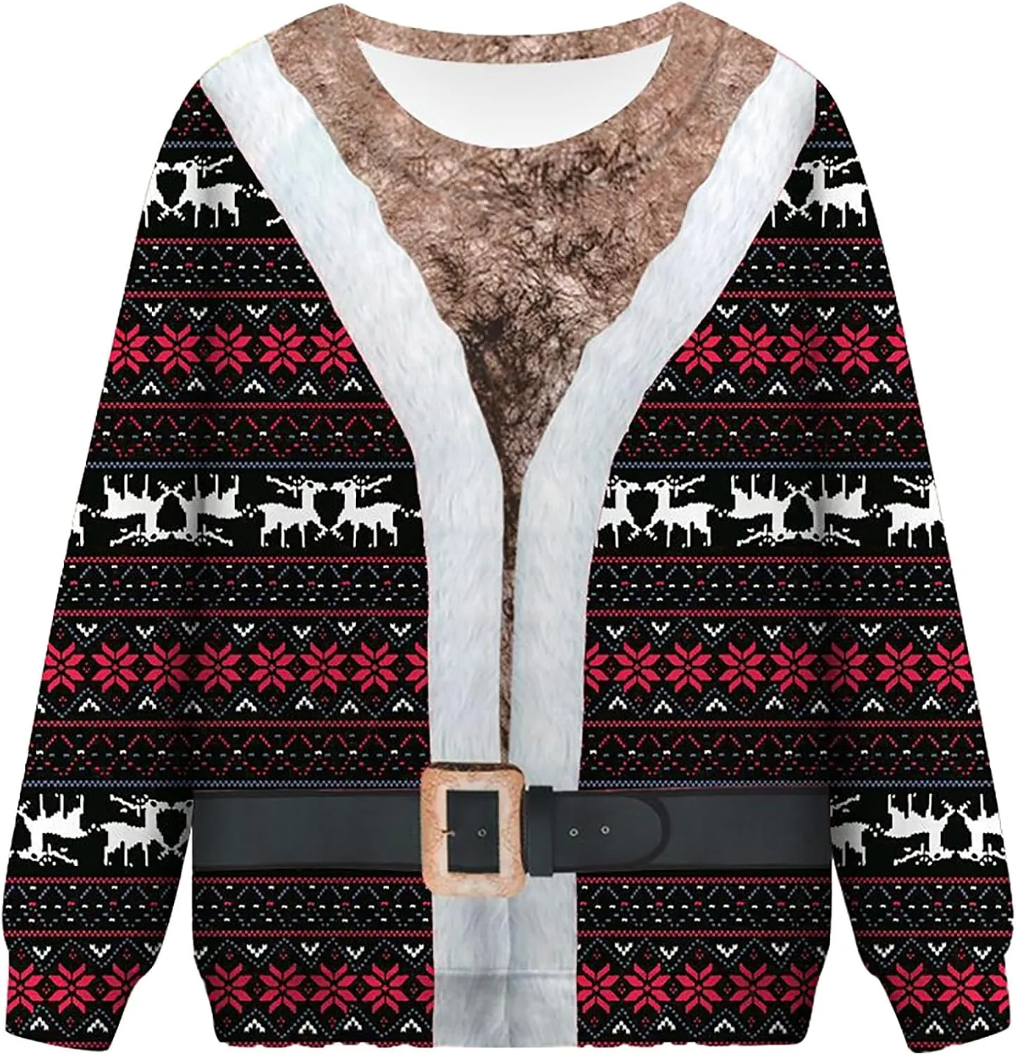 Ugly Christmas Sweatshirt for Women Unisex Novelty 3D Printed Funny Design Hoodies Crewneck Xmas Party Tops