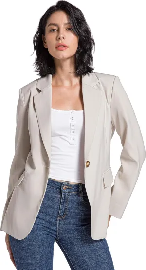 V VOCNI Womens Blazer Jackets Long Sleeve Lapel Open Front Pockets Casual Work Office Blazers Button Jacket Suit