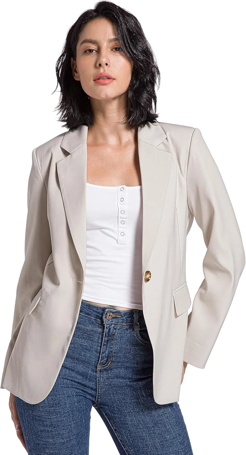 V VOCNI Womens Blazer Jackets Long Sleeve Lapel Open Front Pockets Casual Work Office Blazers Button Jacket Suit