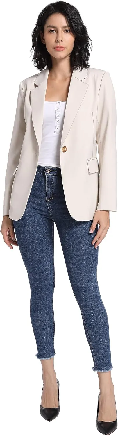 V VOCNI Womens Blazer Jackets Long Sleeve Lapel Open Front Pockets Casual Work Office Blazers Button Jacket Suit