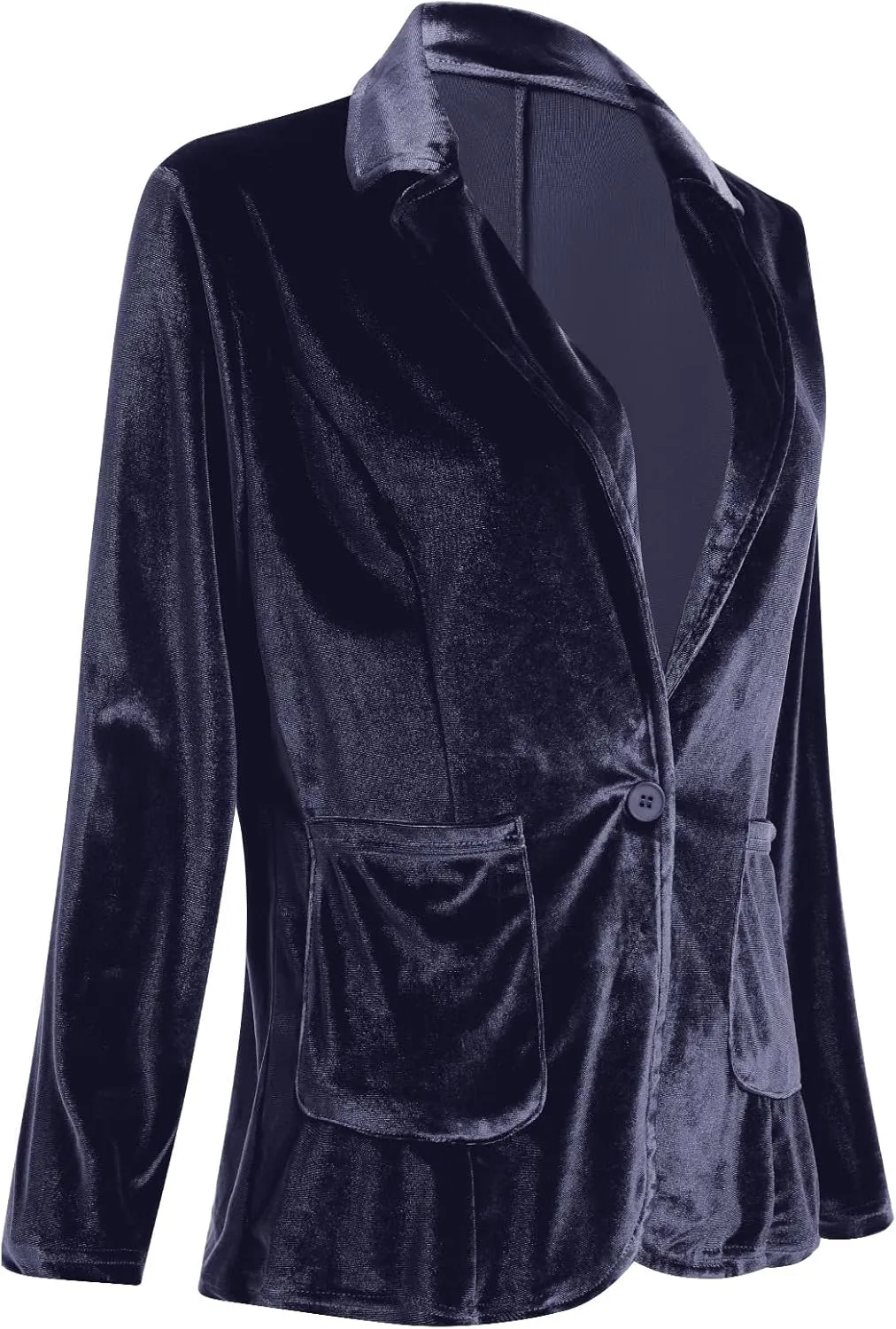 Velvet Blazer Jackets for Women Open Front Long Sleeve Lapel Collar Velvet Jacket Coat with Pockets