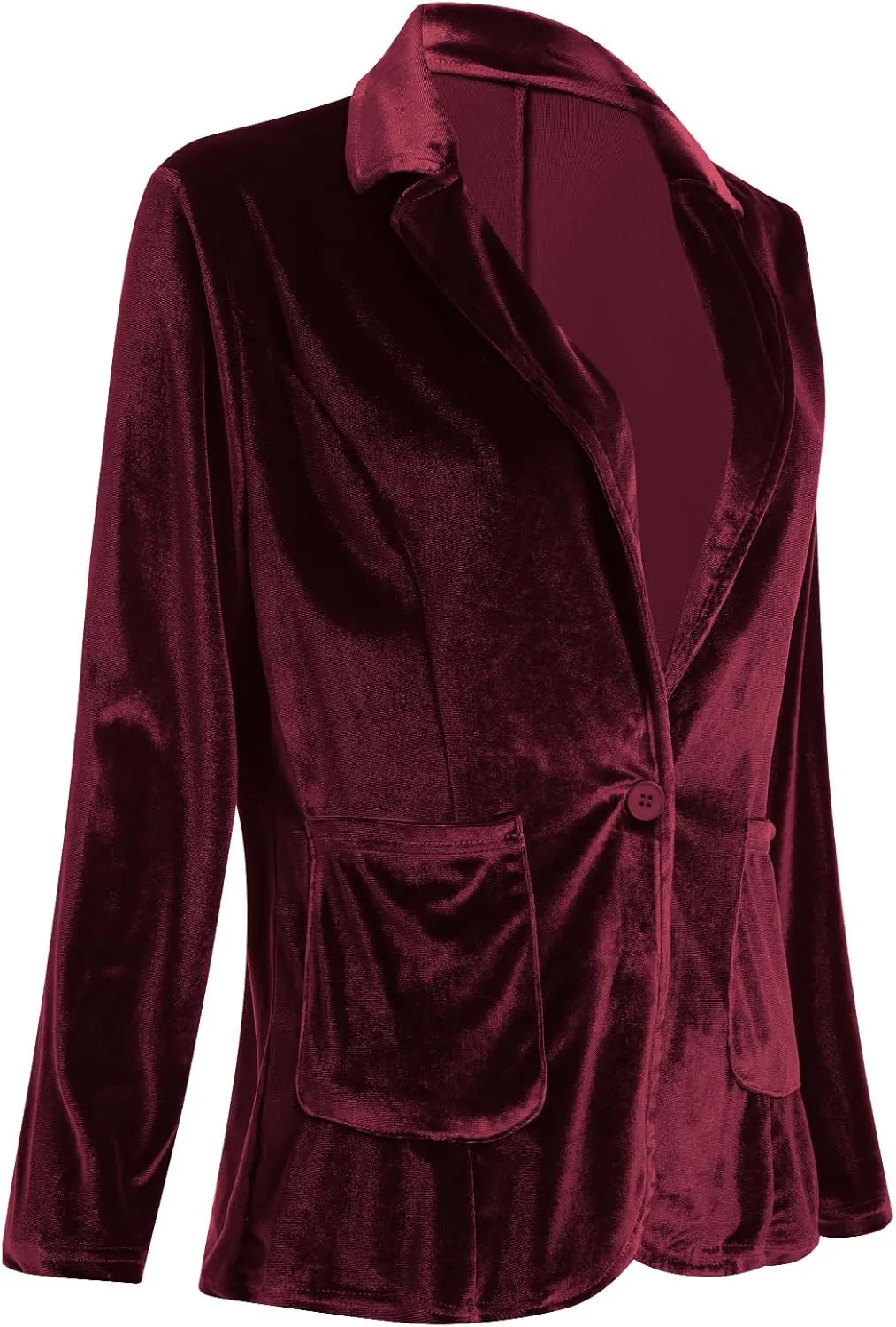 Velvet Blazer Jackets for Women Open Front Long Sleeve Lapel Collar Velvet Jacket Coat with Pockets
