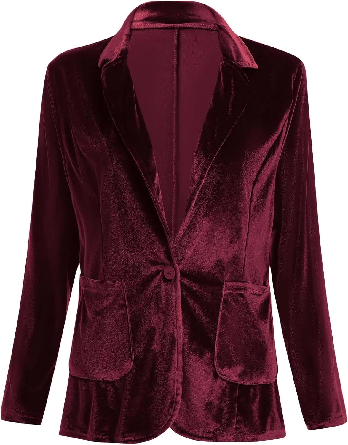 Velvet Blazer Jackets for Women Open Front Long Sleeve Lapel Collar Velvet Jacket Coat with Pockets