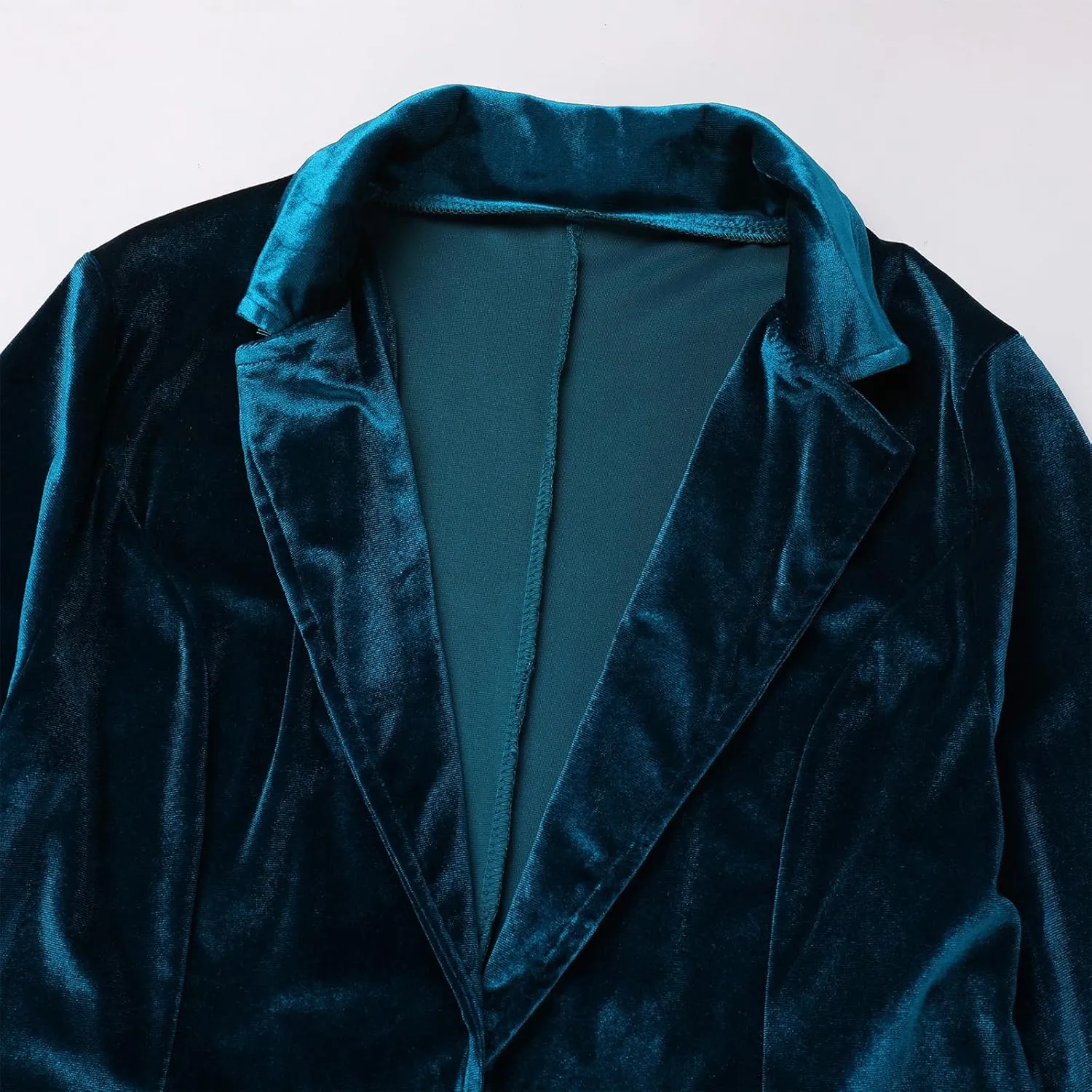 Velvet Blazer Jackets for Women Open Front Long Sleeve Lapel Collar Velvet Jacket Coat with Pockets