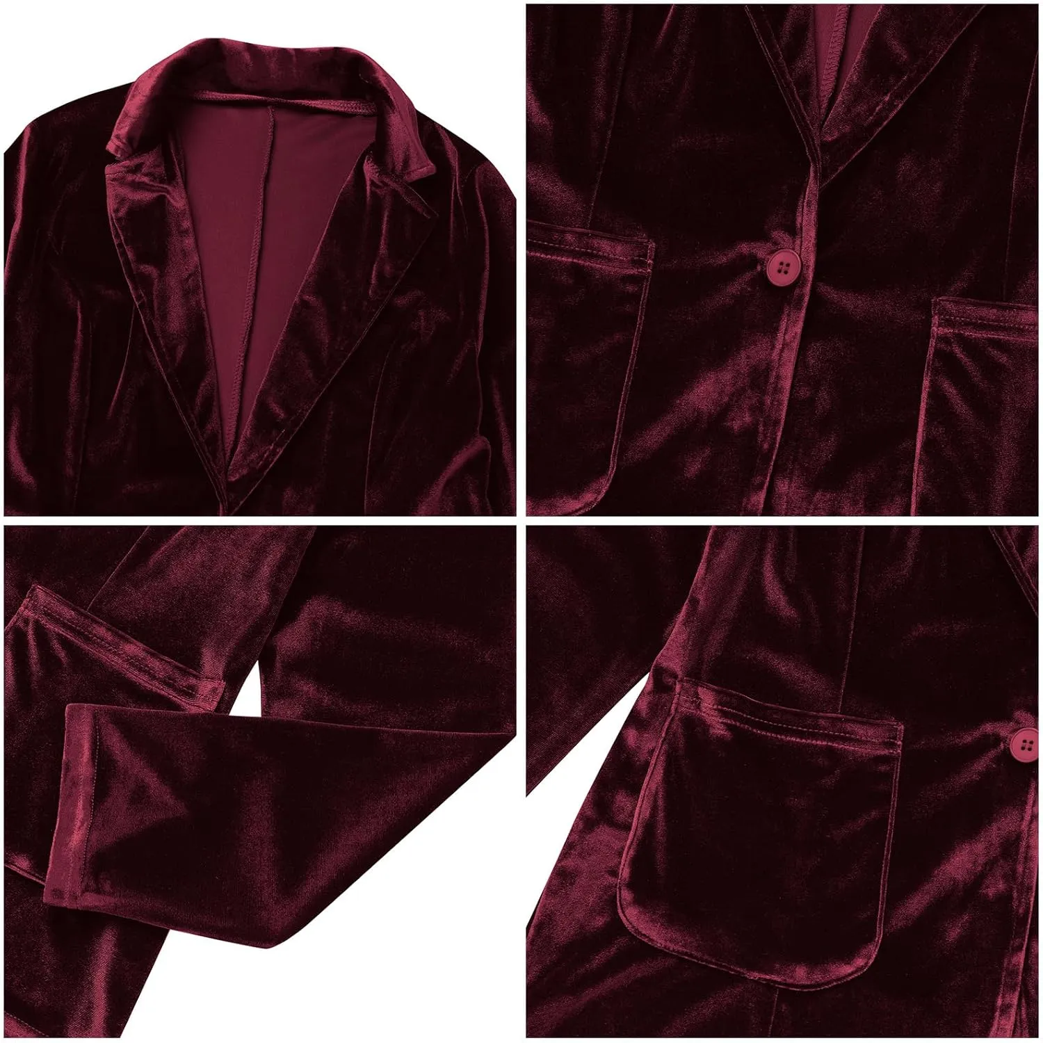 Velvet Blazer Jackets for Women Open Front Long Sleeve Lapel Collar Velvet Jacket Coat with Pockets