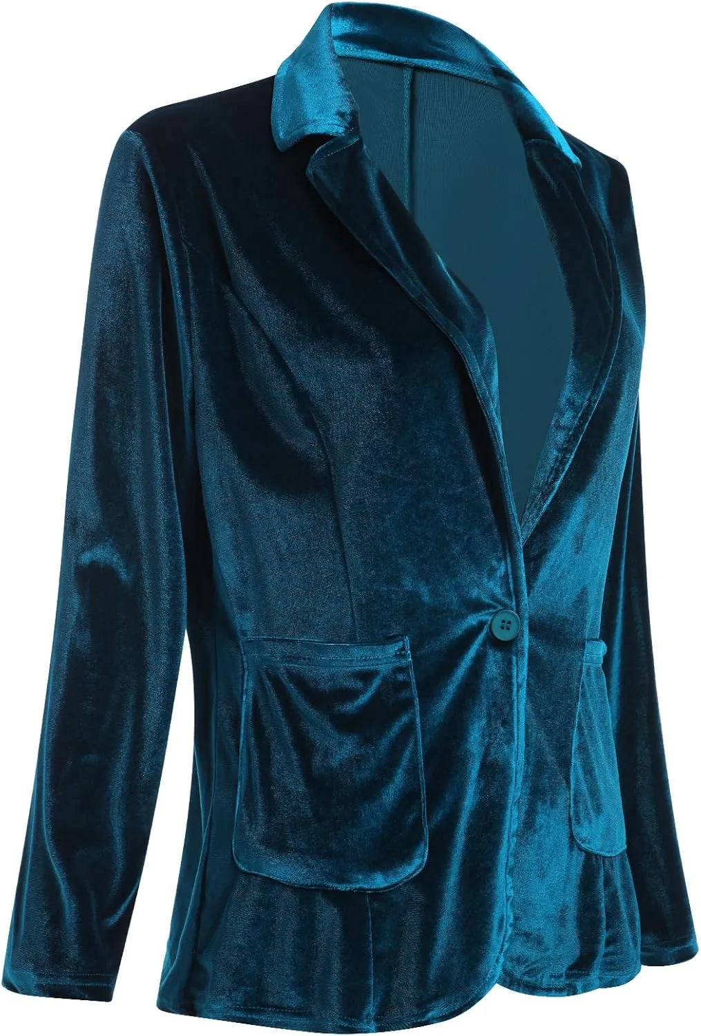 Velvet Blazer Jackets for Women Open Front Long Sleeve Lapel Collar Velvet Jacket Coat with Pockets