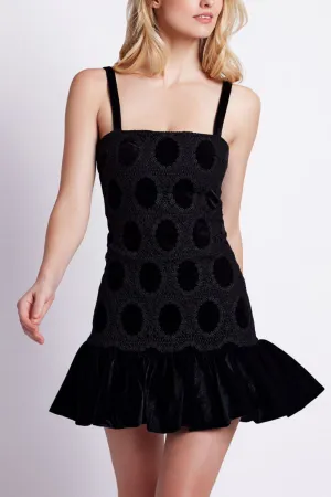VELVET LACE SLEEVELESS MINI DRESS