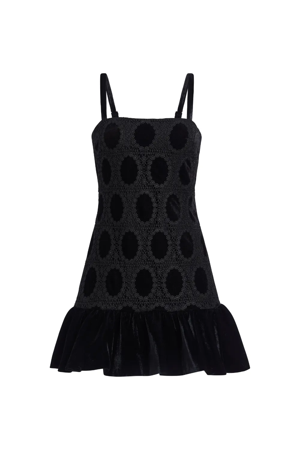 VELVET LACE SLEEVELESS MINI DRESS