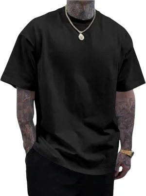 Verdusa Men's Casual Oversized T Shirts Summer Round Neck Short Sleeve Basic Tee Tops