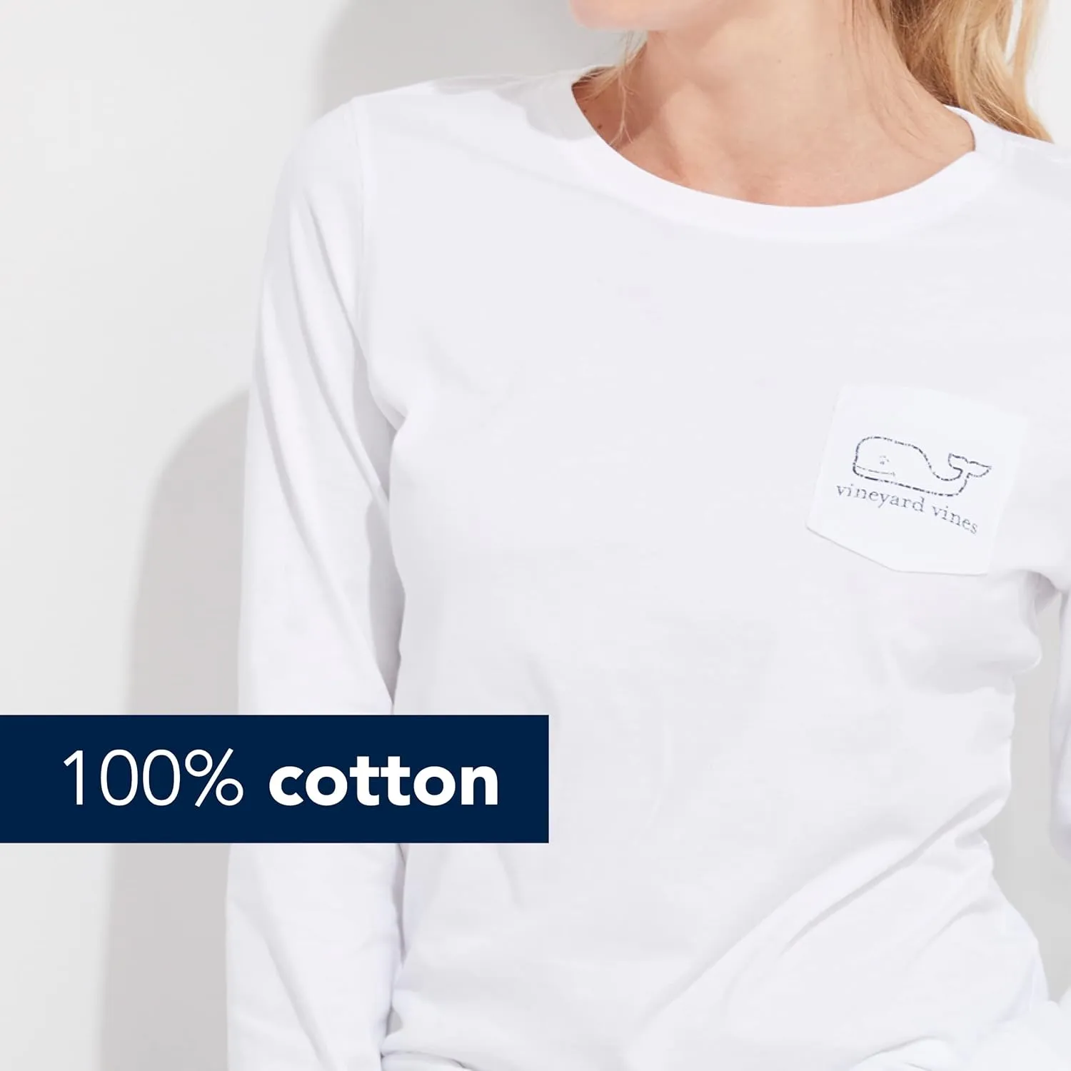 vineyard vines Women's Long-Sleeve Vintage Whale Pocket Tee