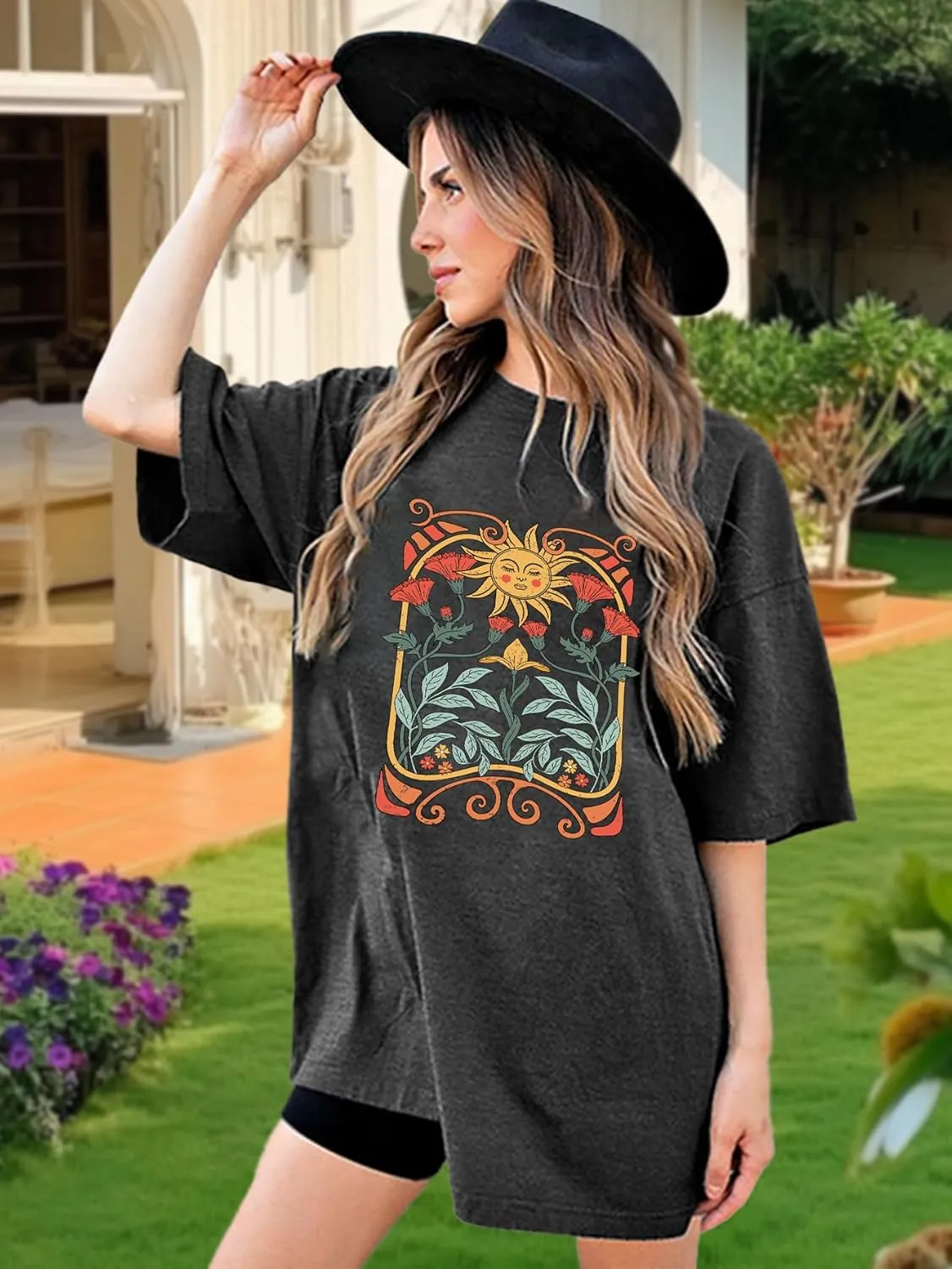 Vintage Wildflowers Sweatshirt Women Boho Floral Casual Long Sleeve Printed Flowers Shirts Pullover Tops