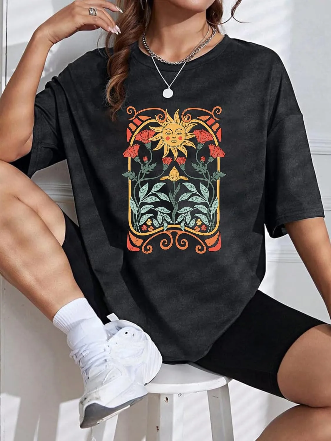 Vintage Wildflowers Sweatshirt Women Boho Floral Casual Long Sleeve Printed Flowers Shirts Pullover Tops