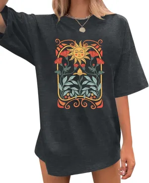 Vintage Wildflowers Sweatshirt Women Boho Floral Casual Long Sleeve Printed Flowers Shirts Pullover Tops