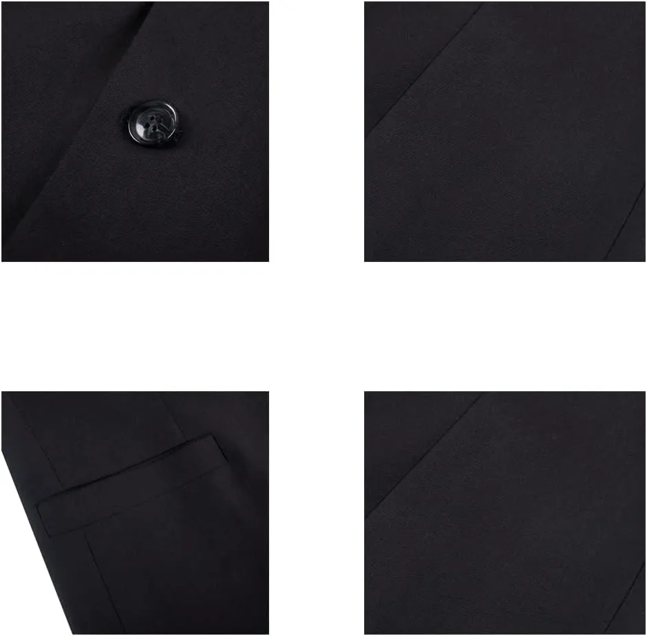 Wangyue Men's Chinese Tunic Suit Stand Collar Slim Fit 2 Piece Suits Front Button Blazer Pant Set