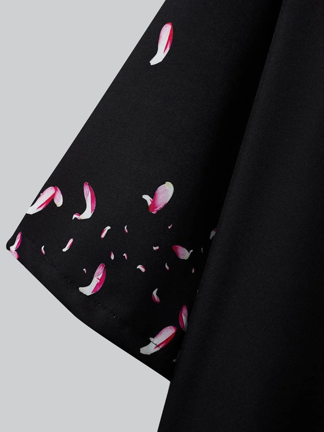 WDIRARA Men's Floral and Crane Print Japanese Style Kimono Tee