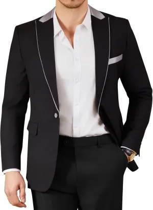 WEEN CHARM Men's Lightweight Suit Jacket Slim Fit Blazer for Spring Summer Single Button Wedding Office Sport Coat