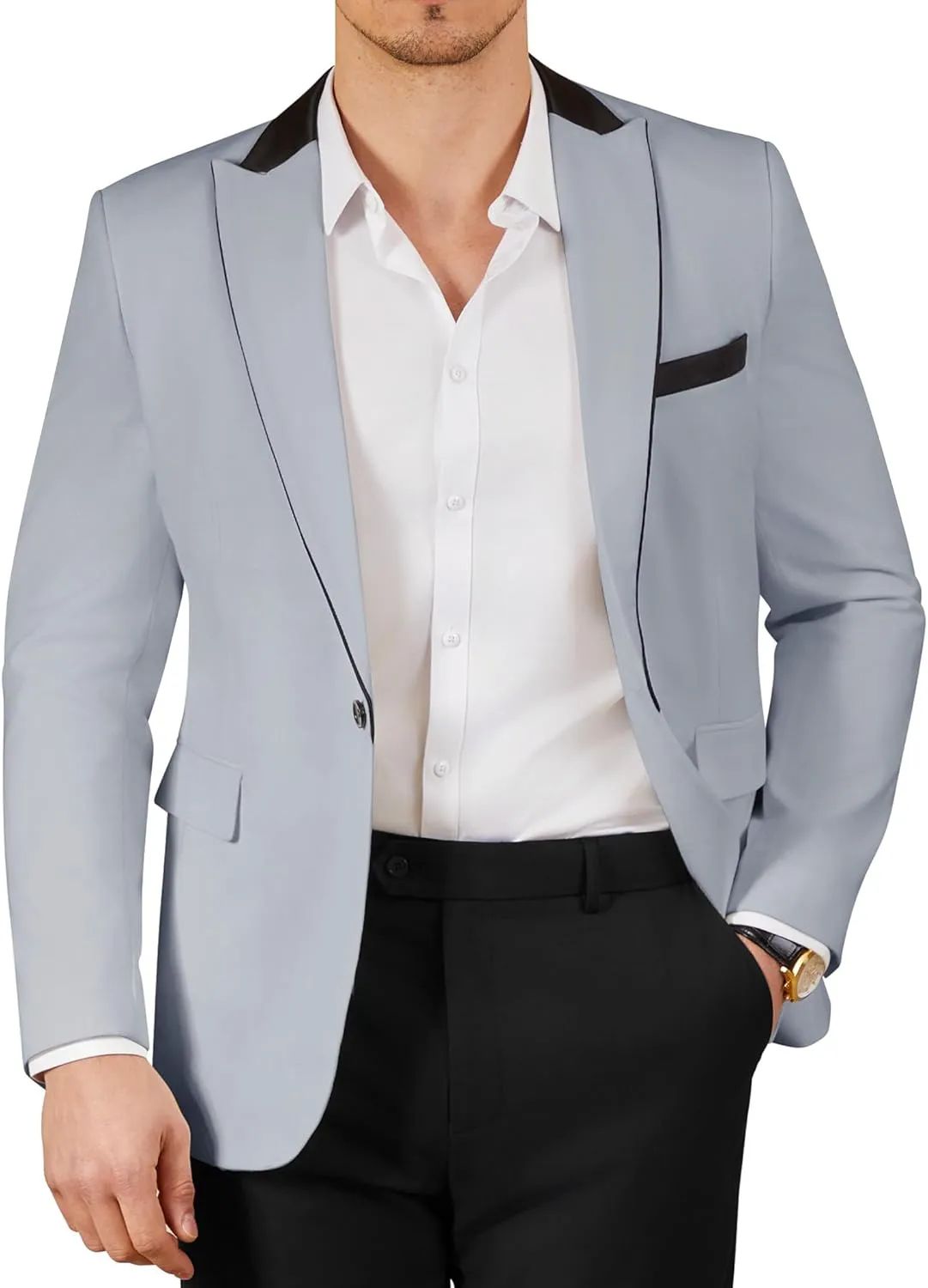 WEEN CHARM Men's Lightweight Suit Jacket Slim Fit Blazer for Spring Summer Single Button Wedding Office Sport Coat