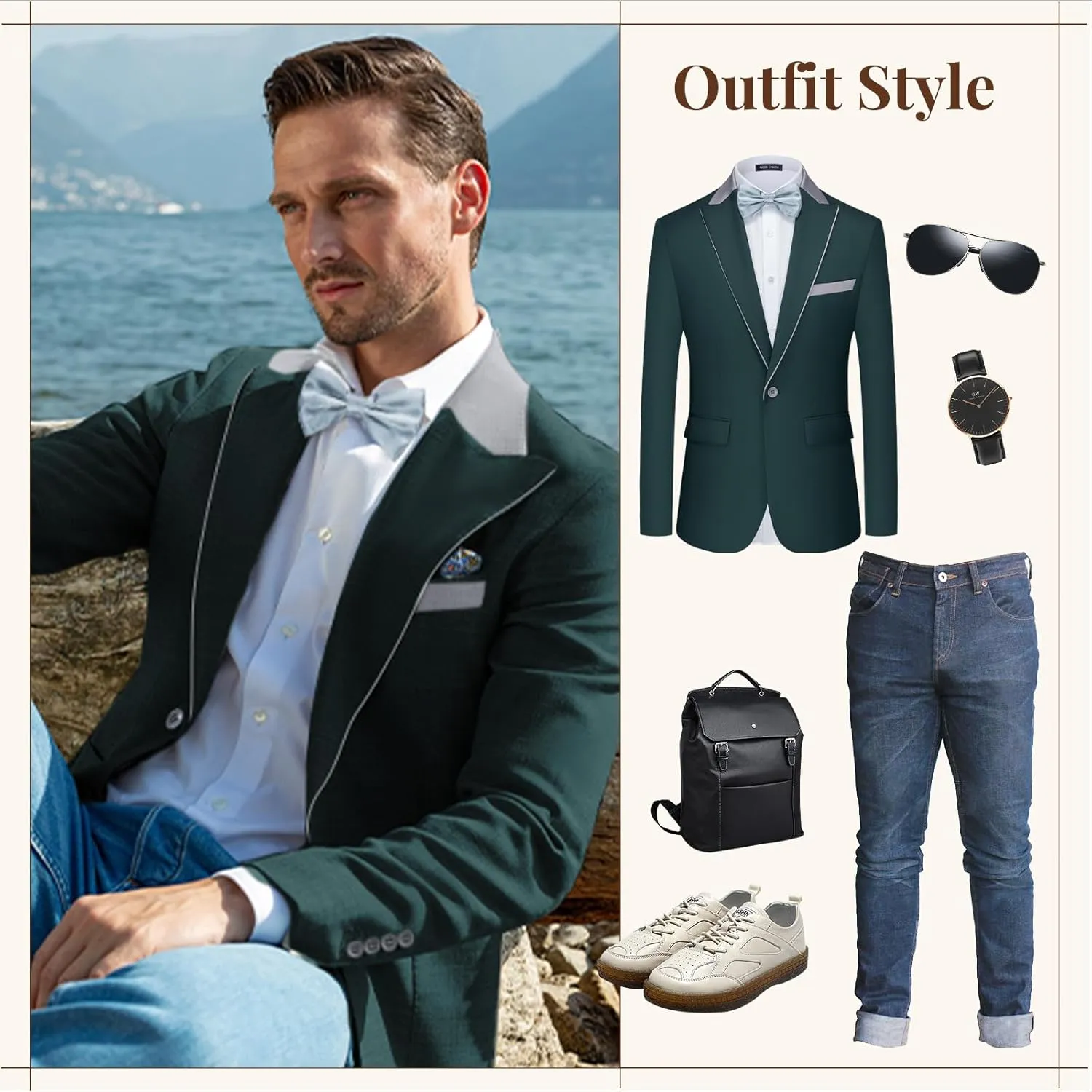 WEEN CHARM Men's Lightweight Suit Jacket Slim Fit Blazer for Spring Summer Single Button Wedding Office Sport Coat
