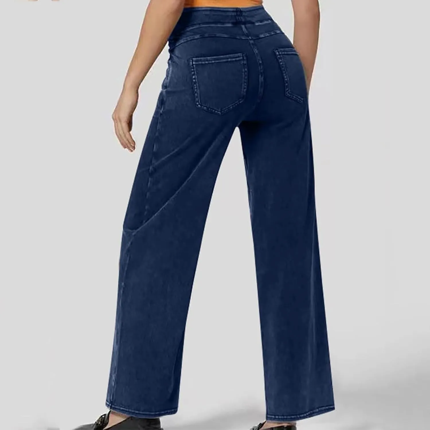 Wide Leg Jeans for Women Elastic High Waist Boyfriends Baggy Denim Pants Stretchy Junior Loose-Fit Palazzo Trousers