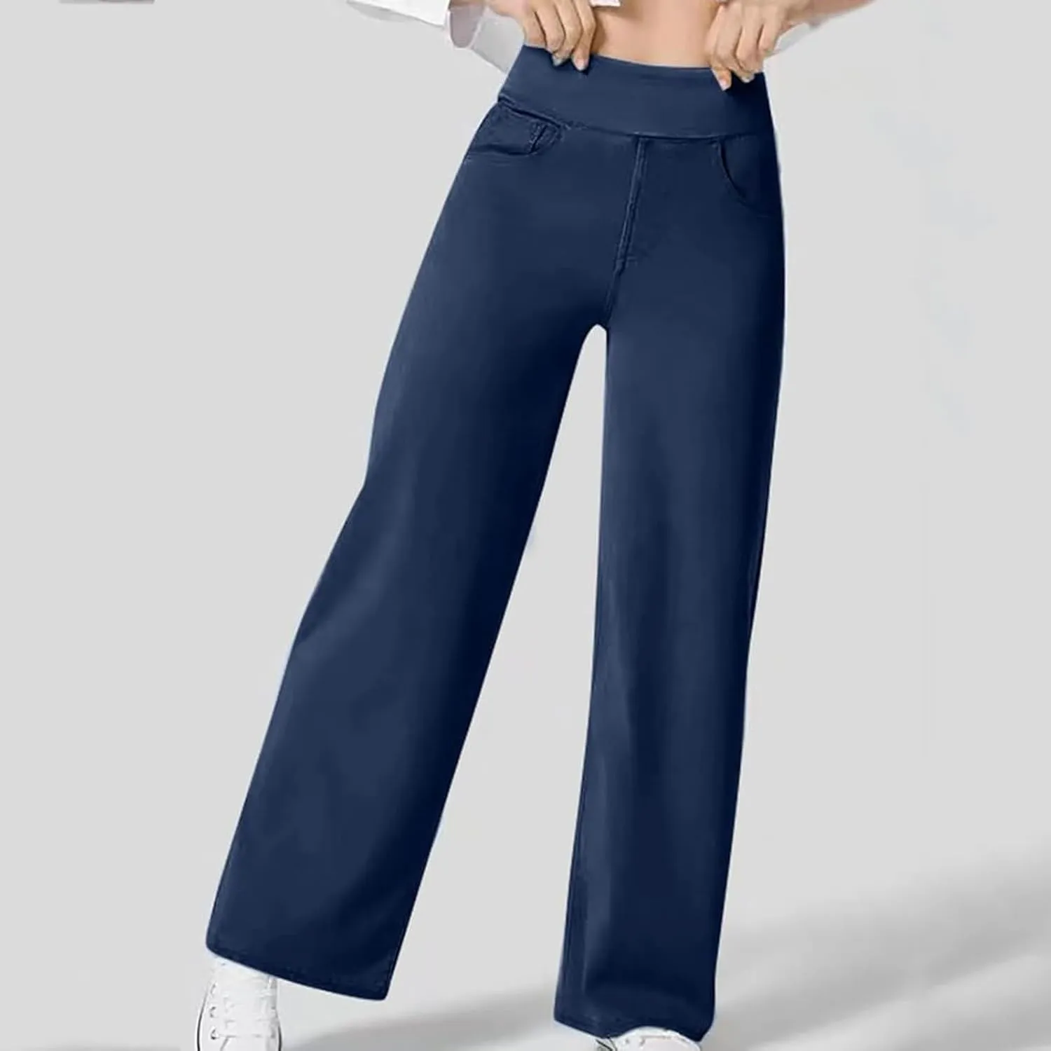 Wide Leg Jeans for Women Elastic High Waist Boyfriends Baggy Denim Pants Stretchy Junior Loose-Fit Palazzo Trousers
