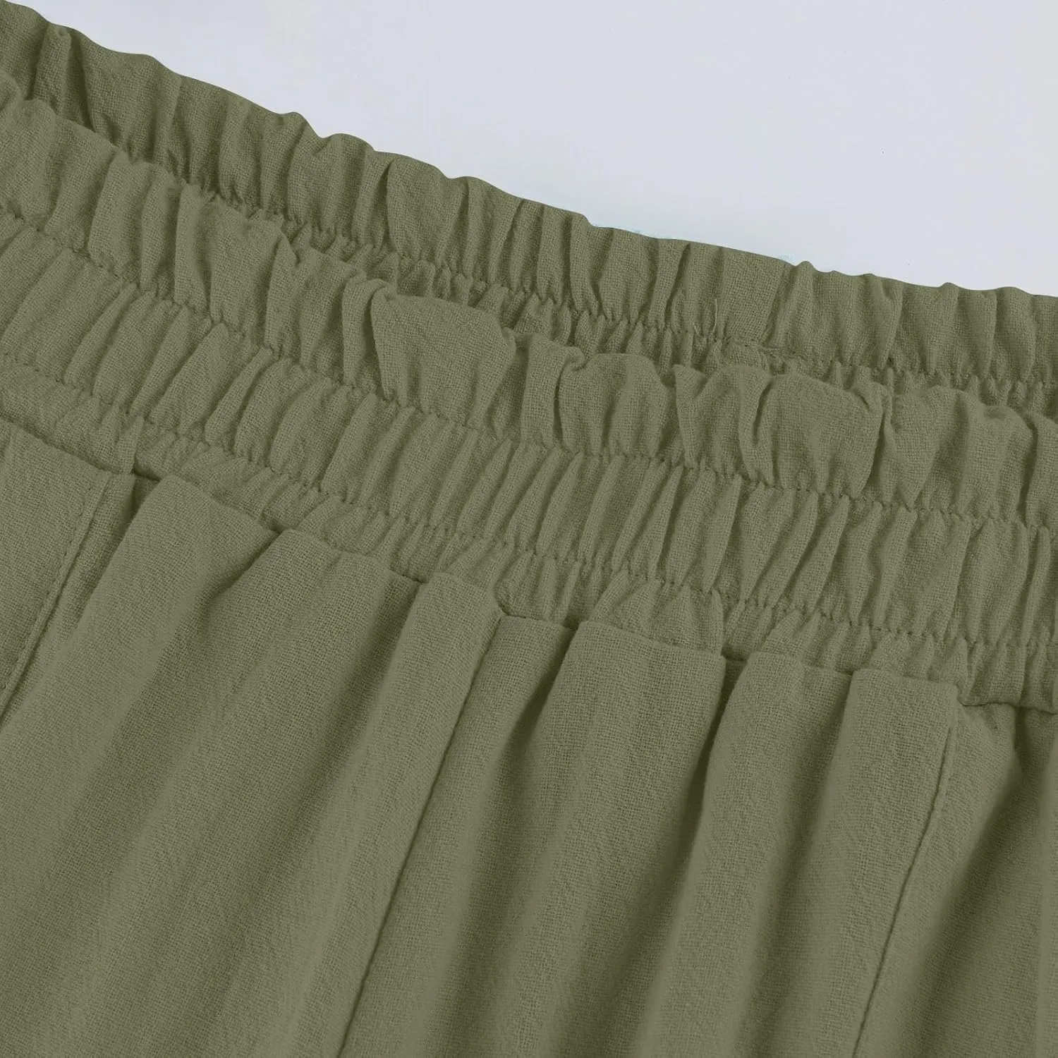 Wide Leg Linen Pants for Women Summer Palazzo Flowy Capri Palazzo Flowy Pants Casual High Waist Trousers with Pockets