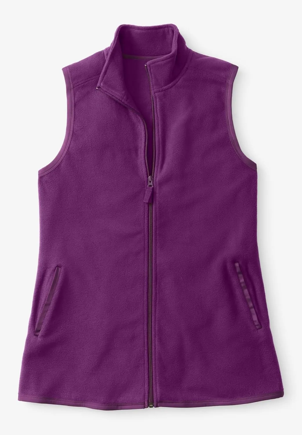 Woman Within Plus Size Zip-Front Microfleece Vest Long Fleece Vest