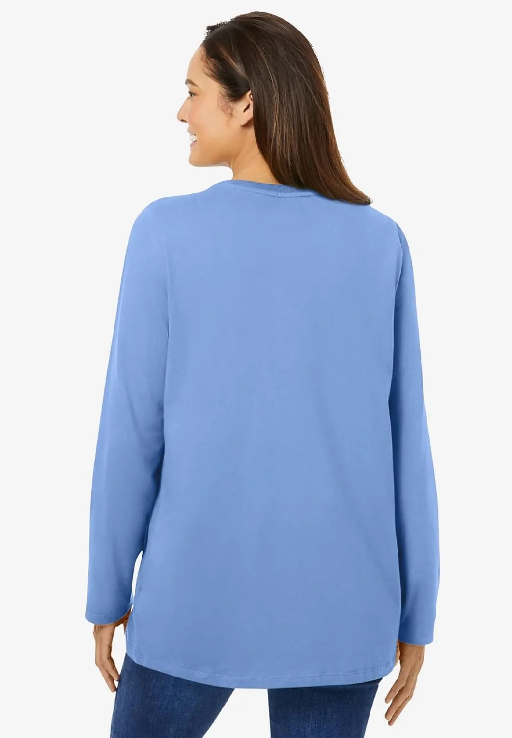 Woman Within Women's Plus Size Perfect Long-Sleeve Crewneck Tee