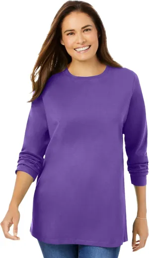 Woman Within Women's Plus Size Perfect Long-Sleeve Crewneck Tee