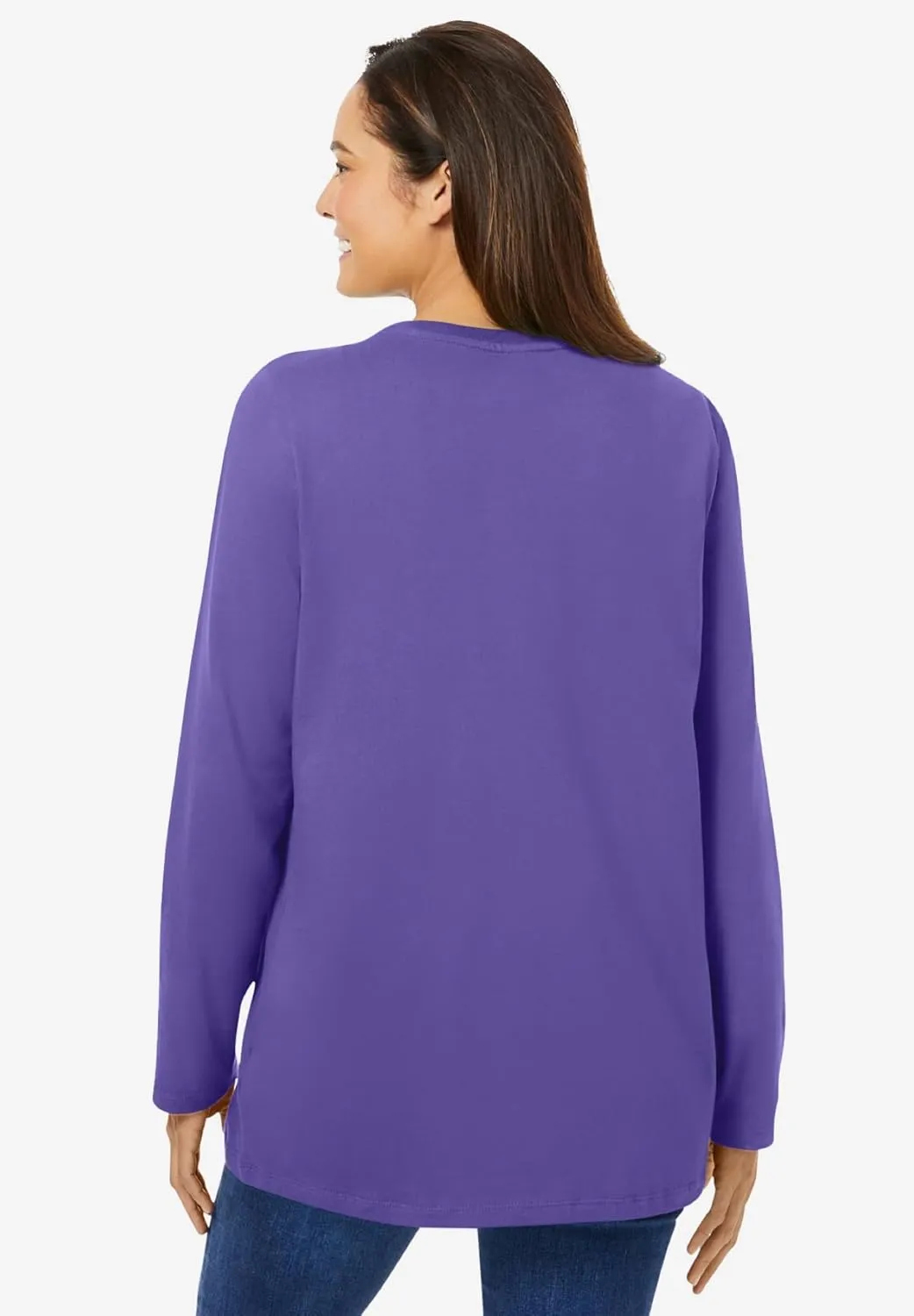 Woman Within Women's Plus Size Perfect Long-Sleeve Crewneck Tee