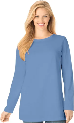 Woman Within Women's Plus Size Perfect Long-Sleeve Crewneck Tee