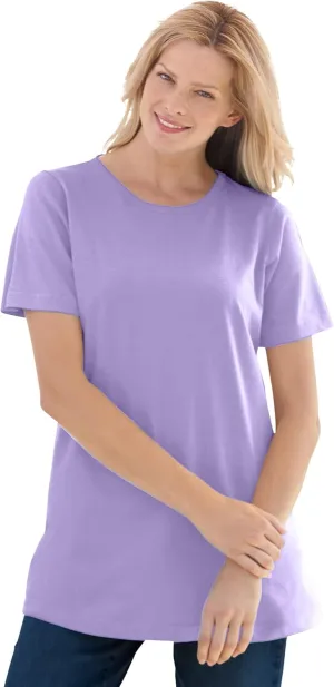 Woman Within Women's Plus Size Perfect Short-Sleeve Crewneck Tee - 4X, Soft Iris